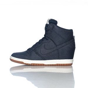 🆕N i k e Sky Hi Denim Wedge Sneaker